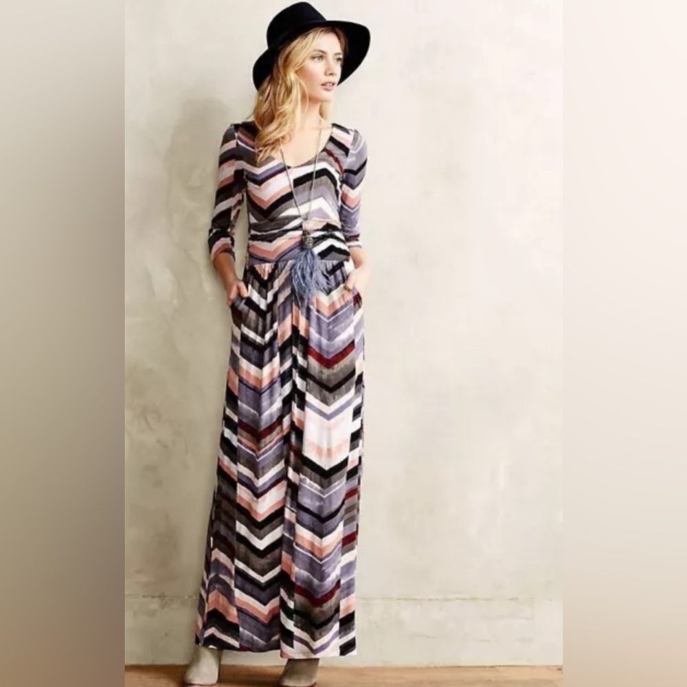 Maeve 3/4 sleeve multicolor maxi dress